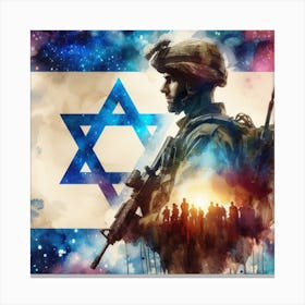 Israeli Soldier With Israeli Flag 1 Canvas Print