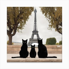 Cats In Paris Ai Art Canvas Print