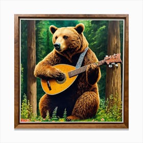 Bear Playing A Ukulele 1 Canvas Print