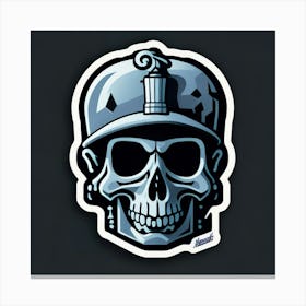 Skull Sticker With A Cap Silver (6) Canvas Print