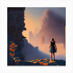 Standing On City Ruins Canvas Print