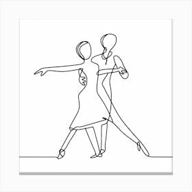 Continuous Line Drawing Of A Couple Dancing Canvas Print