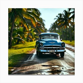 Old Car On The Road Canvas Print