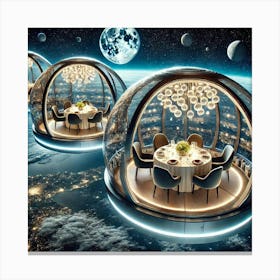 A Futuristic Restaurant Feature Called Exclusive Dining Pods 1024x1024 Canvas Print