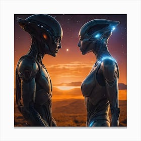 Extraterrestial And Human Romance 7 Canvas Print