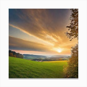 Sunset Over A Field 2 Canvas Print