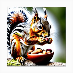 Squirrel Eating Nuts Canvas Print