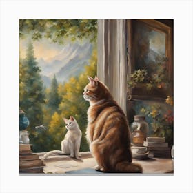 Cat By The Window Canvas Print