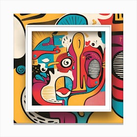 Vibrant, playful design with abstract shapes, bold lines, and bright colors.2 Canvas Print