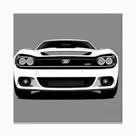 Close-Up of Sleek Sports Car with White Stripes Canvas Print