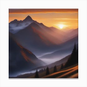 Sunrise In The Mountains Canvas Print