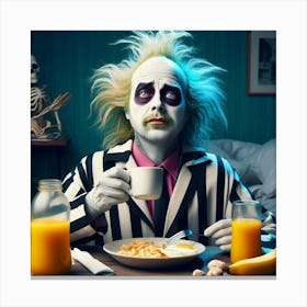 Skeleton At Breakfast Canvas Print