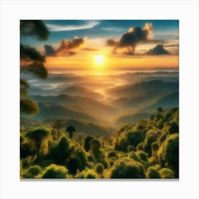 Sunrise In The Jungle Canvas Print