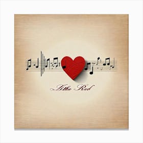 Little Red heart music notes Canvas Print