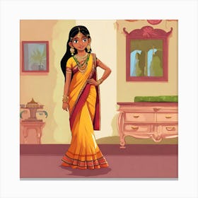 Indian Girl In Sari 1 Canvas Print