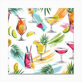 Seamless Pattern With Tropical Drinks 14 Canvas Print