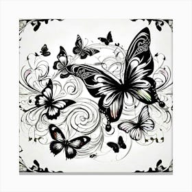 Black And White Butterflies 21 Canvas Print