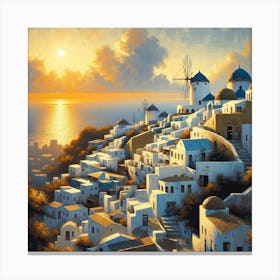 Santorini At Sunset Canvas Print