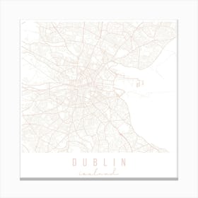 Dublin Ireland Light Pink Minimal Street Map Square Canvas Print