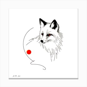 Fox With A Red Dot Minimal Illustration Canvas Print