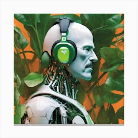 Robot With Headphones Canvas Print