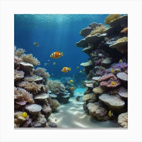 Tropical Fish in a Crystal Clear Ocean Coral Reef Canvas Print