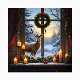 Deer In The Window Canvas Print