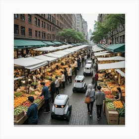 Robots In The Market 1 Canvas Print