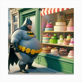 Batman In A Bakery Canvas Print