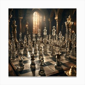 Chess Set In Crystal Canvas Print