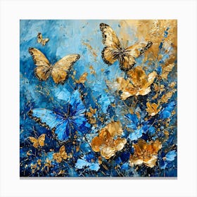 Blue And Gold Butterflies Canvas Print