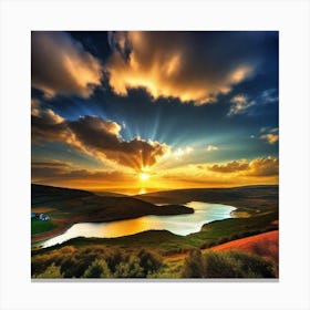 Sunset Over Lake 17 Canvas Print