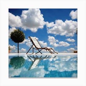 Pool Chair And Sky Canvas Print