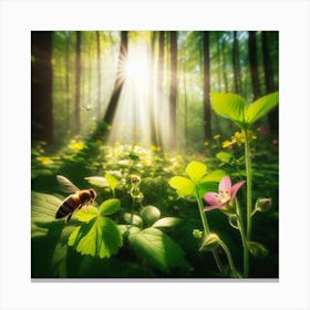 Bee In The Forest Canvas Print