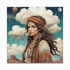 Bohemian Cloud Wanderer Boho Art Style Art Print 1 Canvas Print