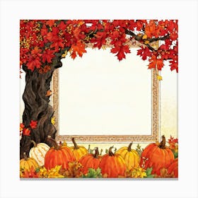 A Seasonal And Highly Detailed Illustration Featuring A Sun Dappled Oak Its Red And Brown Leaves Da (1) 2 Canvas Print