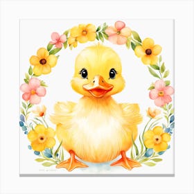 Floral Baby Duck Nursery Illustration (54) Canvas Print
