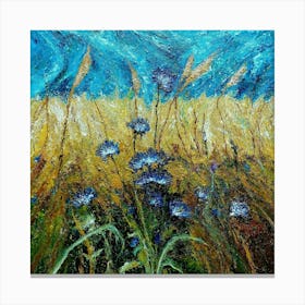 Blue Flowers In A Field Canvas Print