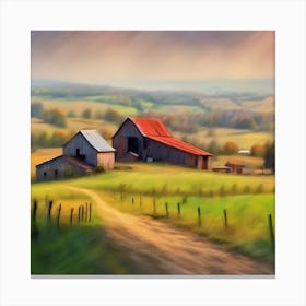 Barns In The Countryside Canvas Print
