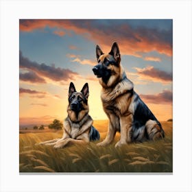 Sunset German Shepherds Canvas Print