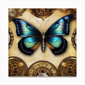 Butterfly With Clocks Canvas Print