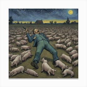 Pigs Gone Wild: Whiskey on the Field Pigs In A Field Canvas Print