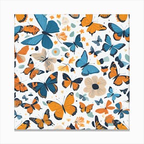 Seamless Pattern With Butterflies 2 Canvas Print