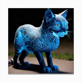 An Otherworldly Feline Species With Fur Covered In Strange Luminescent Patterns That Seem To Shimmer And Change As The Creature Moves Creating A (1) Canvas Print