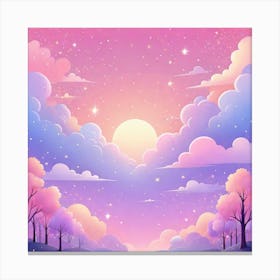 Sky With Twinkling Stars In Pastel Colors Square Composition 235 Canvas Print