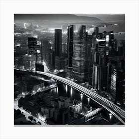 Black And White Cityscape 3 Canvas Print