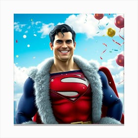 Flux Schnell A Jovial Superman Donning A Crimson Santalike Cos 1 Canvas Print