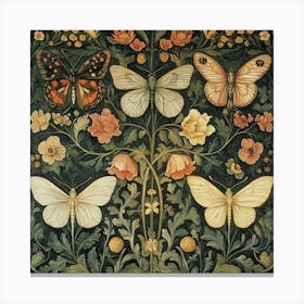 Butterflies And Flowers Art Canvas Print