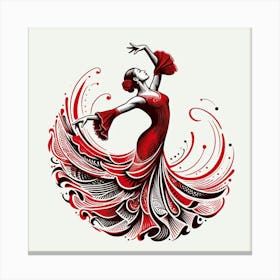 Line Art Flamenco Dancer Canvas Print