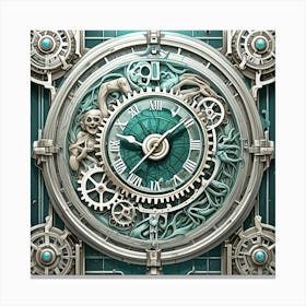 Steampunk Wall Timepiece Cubism Style Canvas Print